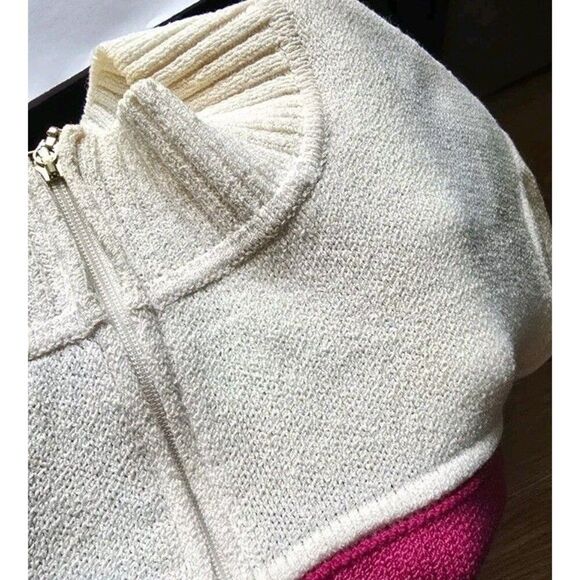 St. John Collection Wool Blend Size XL Color Block Zip-Up Cardigan Sweater - Picture 11 of 14